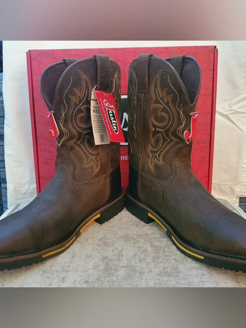 Justin Joist Aged Brown Water Buffalo Men's Size 11D NIB